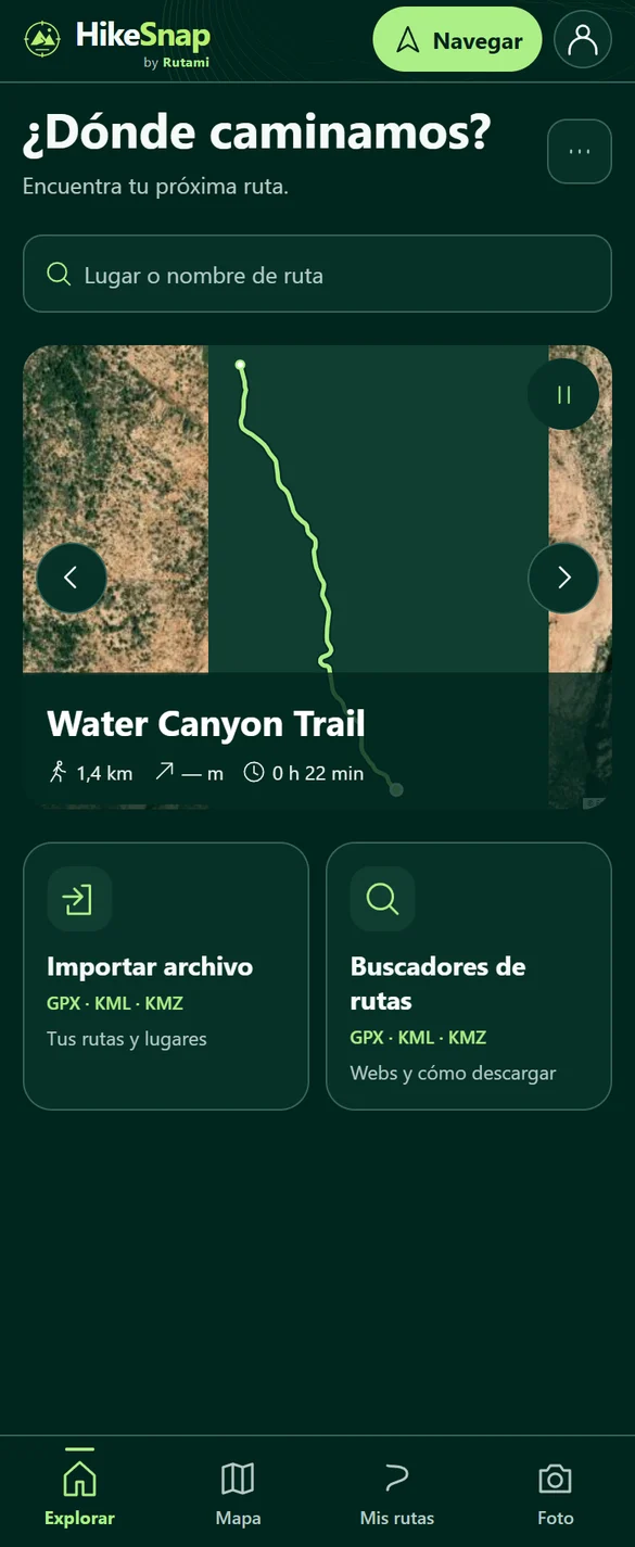 Explorar rutas e importar archivos en HikeSnap