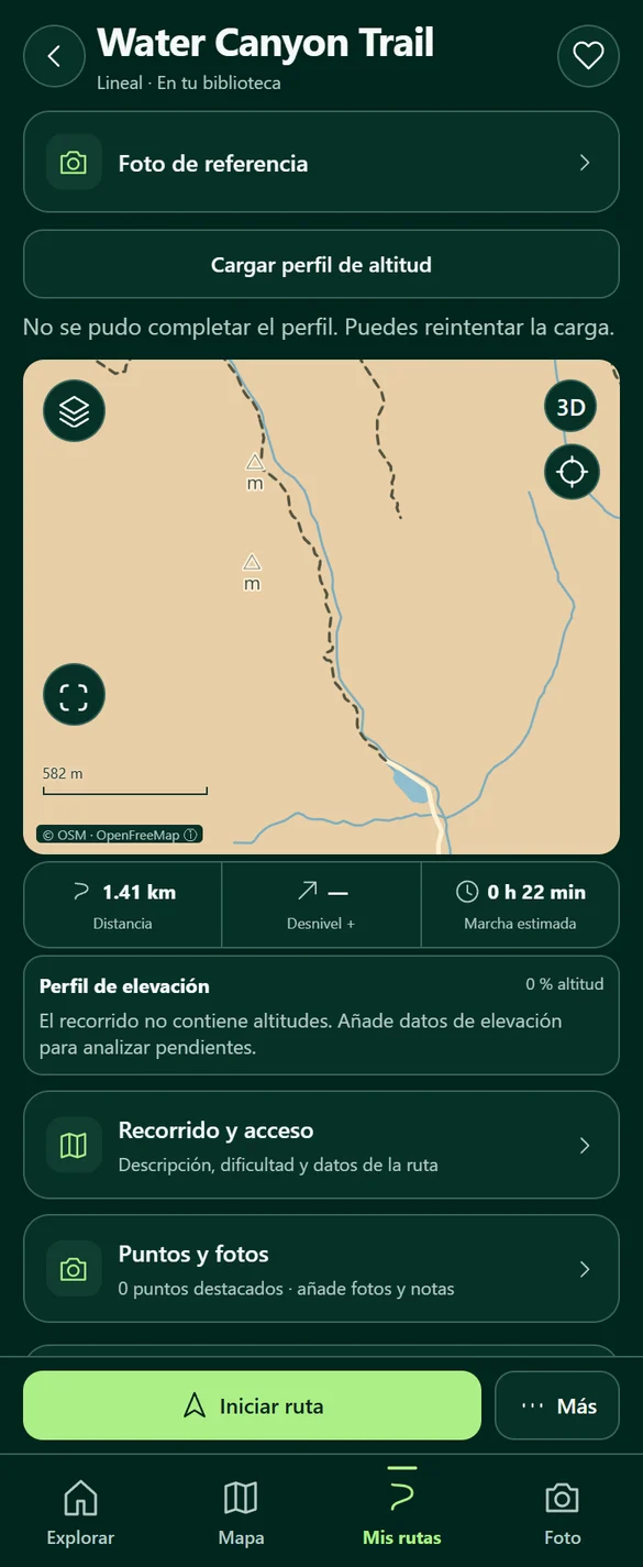 Interfaz de HikeSnap: Tu biblioteca de rutas