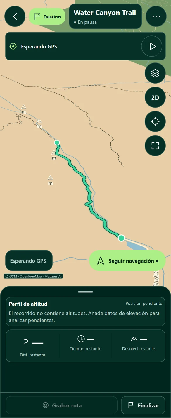 Interfaz de HikeSnap: Sigue la ruta, a tu ritmo