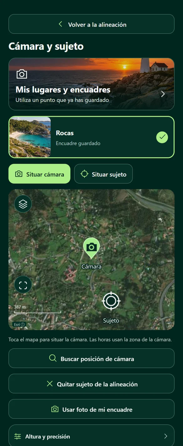 Interfaz de HikeSnap: Un lugar. Varias miradas.